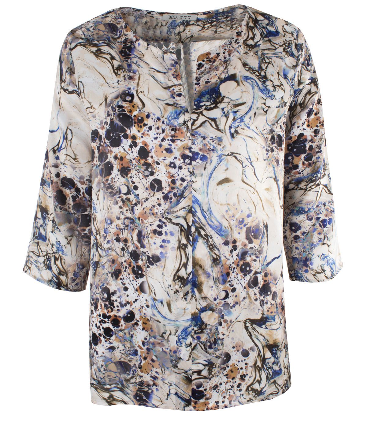 Blouse with 3/4 sleeves, box-pleat and abstract print 0